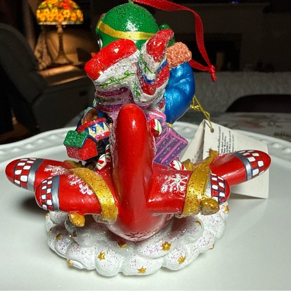 Christopher Radko Flying Frosty Airlplane Ornament 2002 Pilot Gift New Vintage